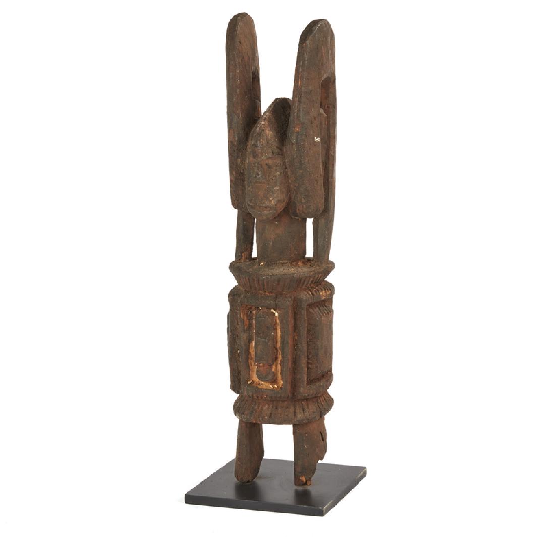 Igbo Ikenga Figure: Igbo (Nigeria) Ikenga figure, mounted on stand. Dimensions: 21". Provenance: The estate of Jean-Pierre Hallet. Processing and shipping within the continental U.S. $45.00 plus 1.5% replacement cost ins