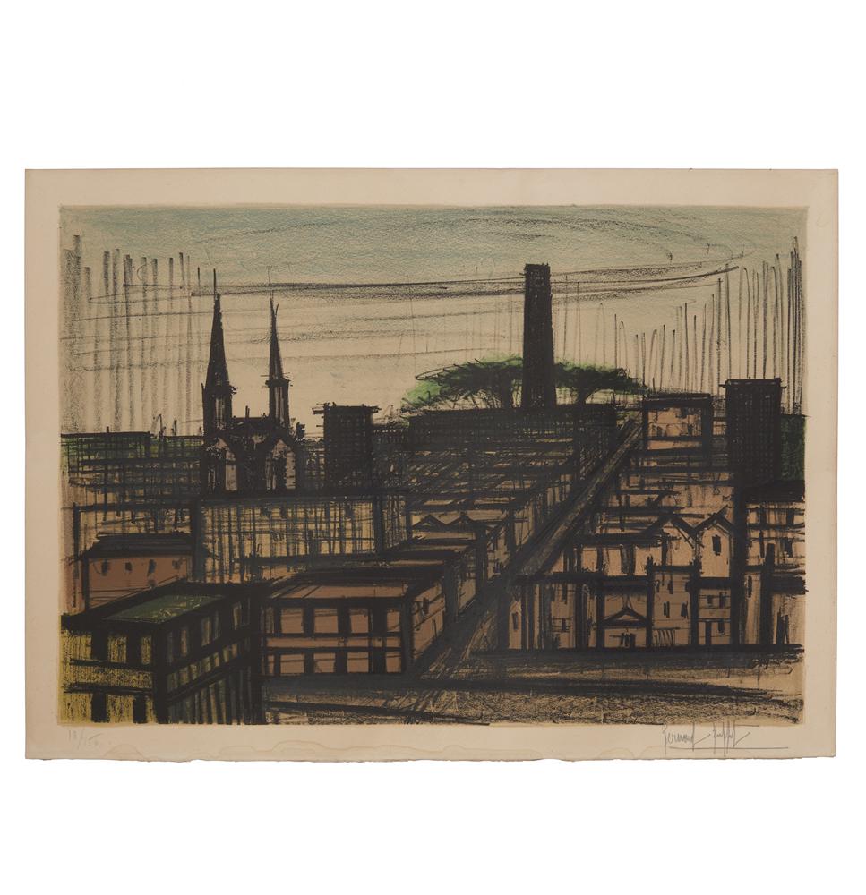 Bernard Buffet (1928-1999) Lithograph, Album San: Unframed Bernard Buffet (1928-1999) lithograph, Album San Francisco, view of San Francisco. Signed lower right. Numbered (19/150) lower left. Dimensions: (sheet) 21.25"h x 29"w. Processing and shippin
