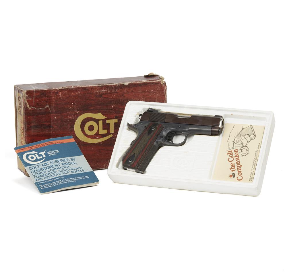 Colt Ace, Converted to custom .45 Semi-Automatic Pistol: A very interesting Colt .45 automatic pistol, based on a Colt Ace frame. It is in its original Colt Ace box, with the original Colt pamphlet. The gun is in excellent condition as configured, with a cu