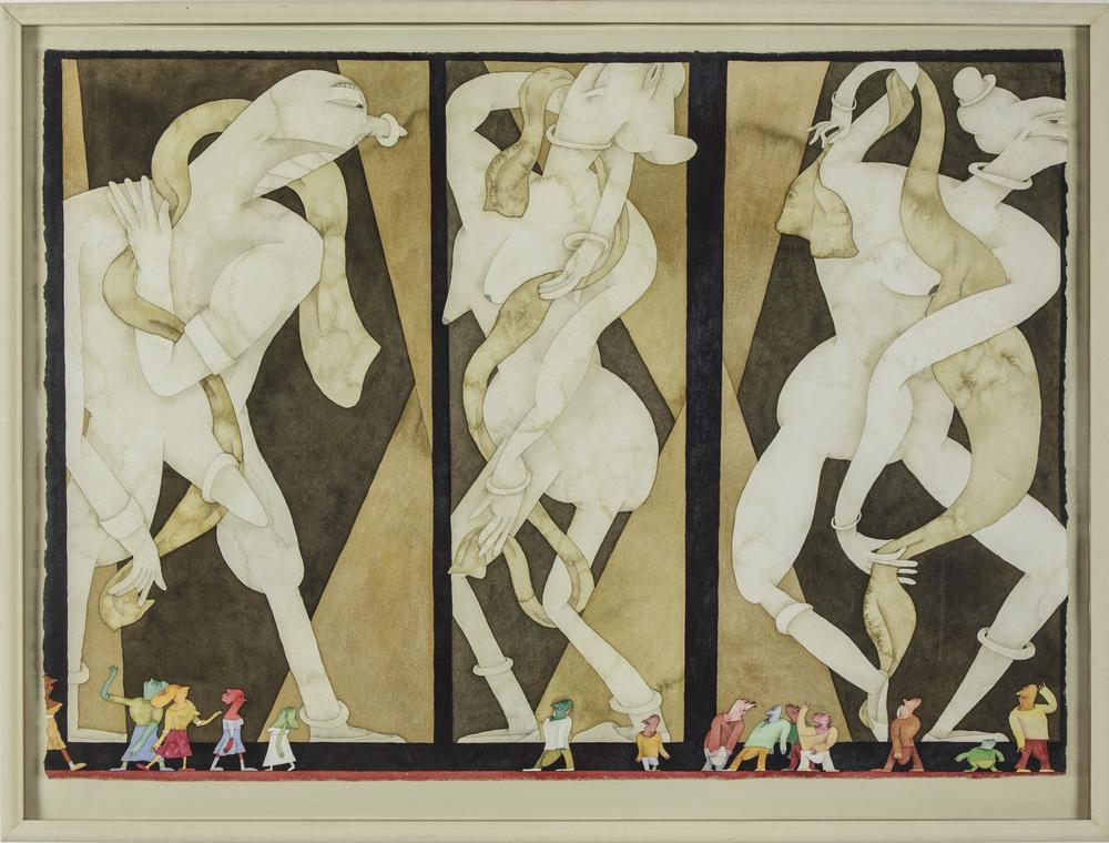 Gladys Nilsson (b. 1940) Watercolor "Sum Dividing" (1 of 2)