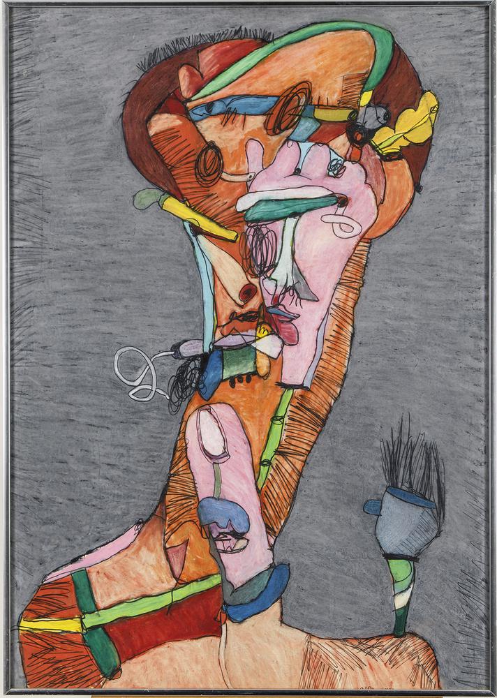 Alden C. Mason (1919-2013) Mixed Media, "Painter's Portrait": Framed Alden C. Mason (1919-2013) mixed media, "Painter's Portrait". Signed lower right. Titled on label verso. Mason was active in Washington and known for Expressive and Surrealist paintings and mur