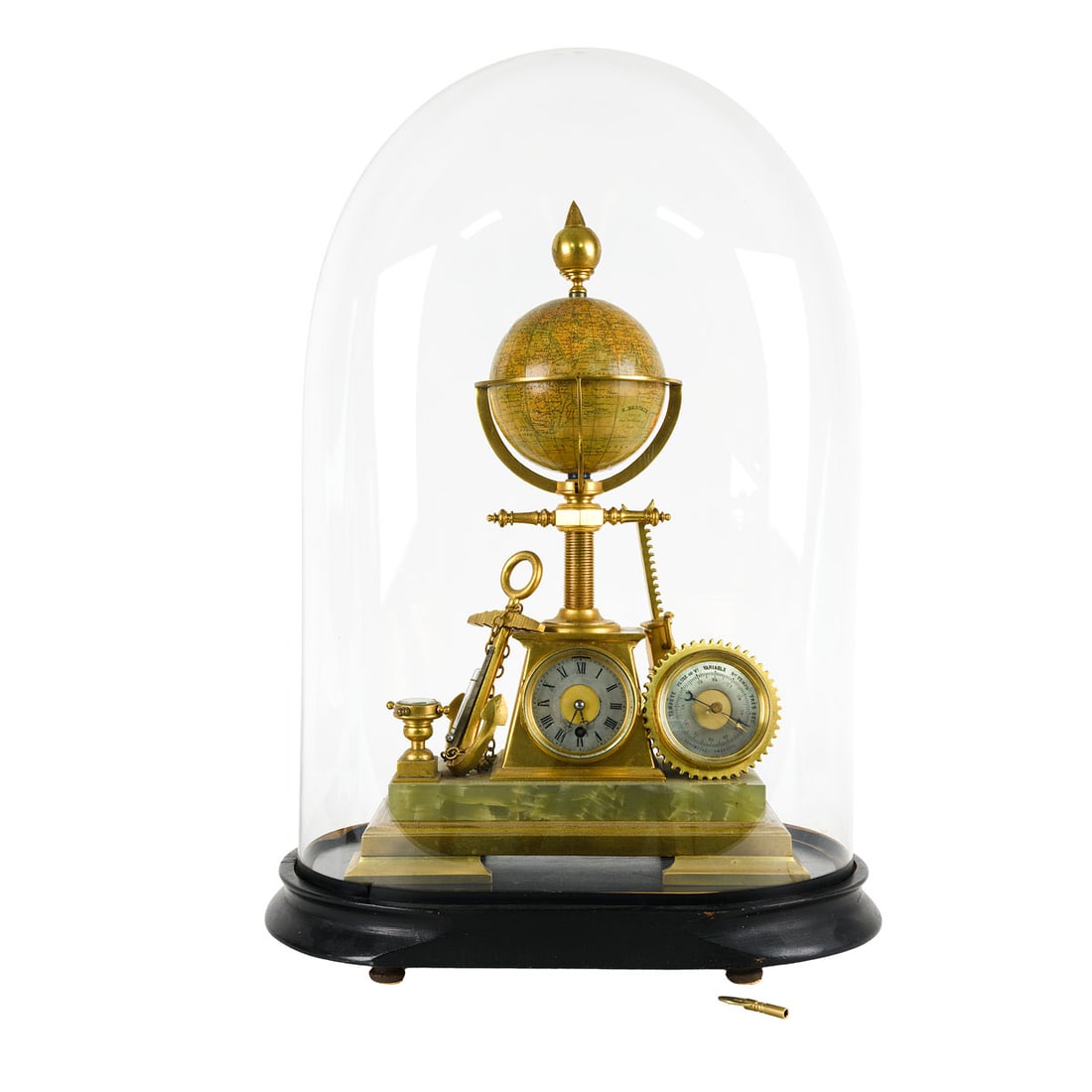 Andr-Romain Guilmet (1827-1892) Maritime Compendium Clock with Globe, Barometer, Thermometer, and (1 of 5)