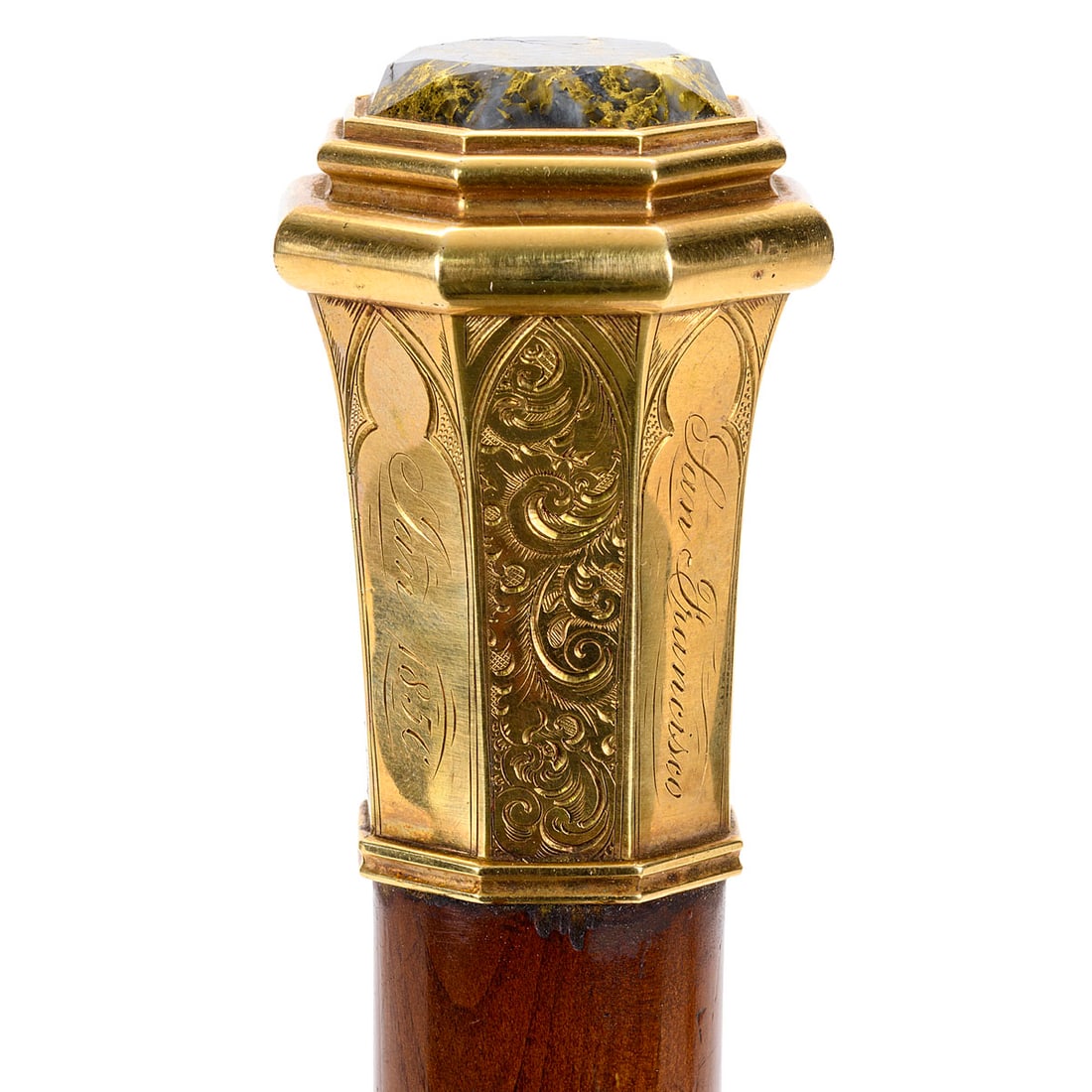 1856 San Francisco Gold Quartz Presentation Cane - 2