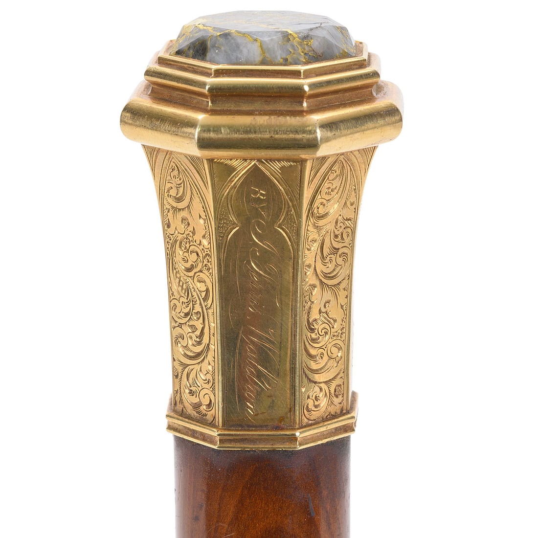 1856 San Francisco Gold Quartz Presentation Cane - 5