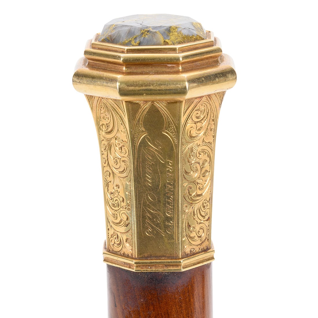 1856 San Francisco Gold Quartz Presentation Cane - 7