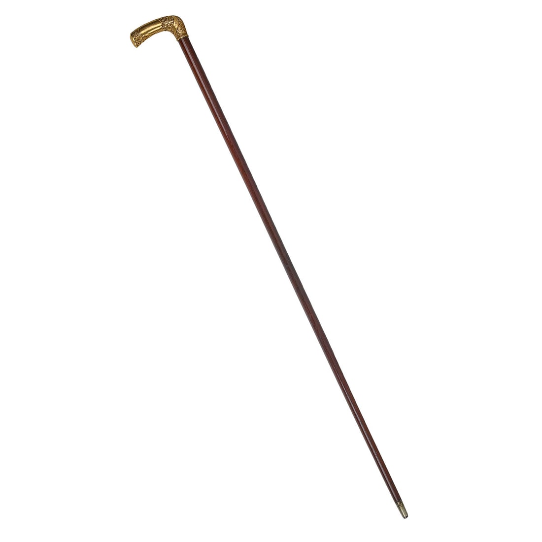 Gold Presentation Cane to S.W. Eccles, D&RGW Railway, Dated 1886: A 14k gold presentation cane inscribed to S.W. Eccles / Genl F & P Agent / D&RGWR'y / by patrons of the Company. The end cap is engraved with the date August 31st, 1886. The gold handle features deepl