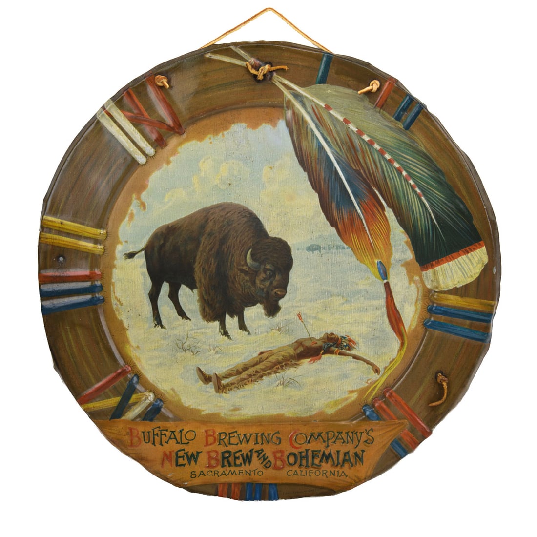 Buffalo Brewing Co. Tin Advertising Sign, The Inquest, ca. 1905 (1 of 2)