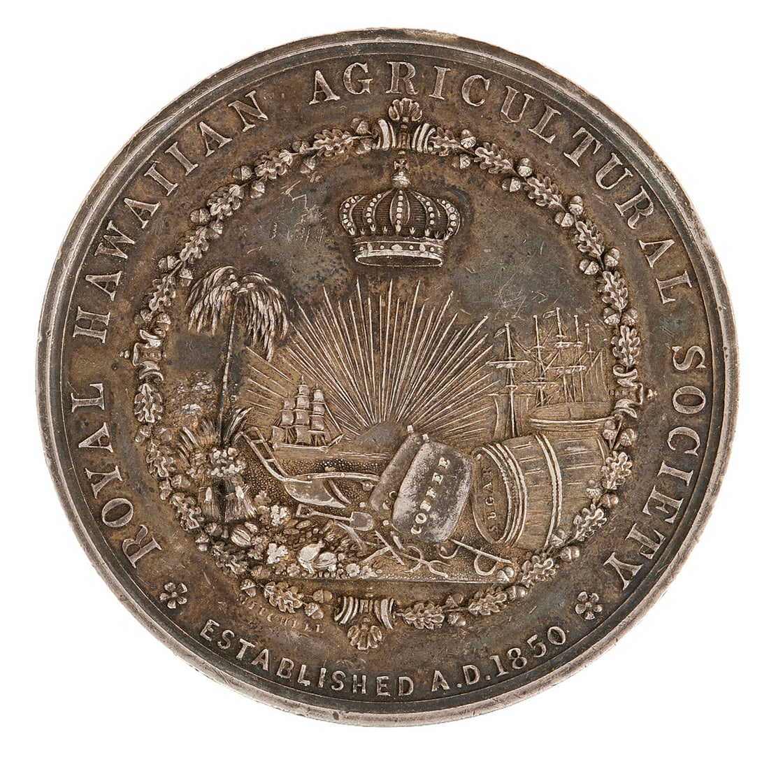 Royal Hawaiian Agricultural Society Silver Award Medal, 1854 (1 of 2)