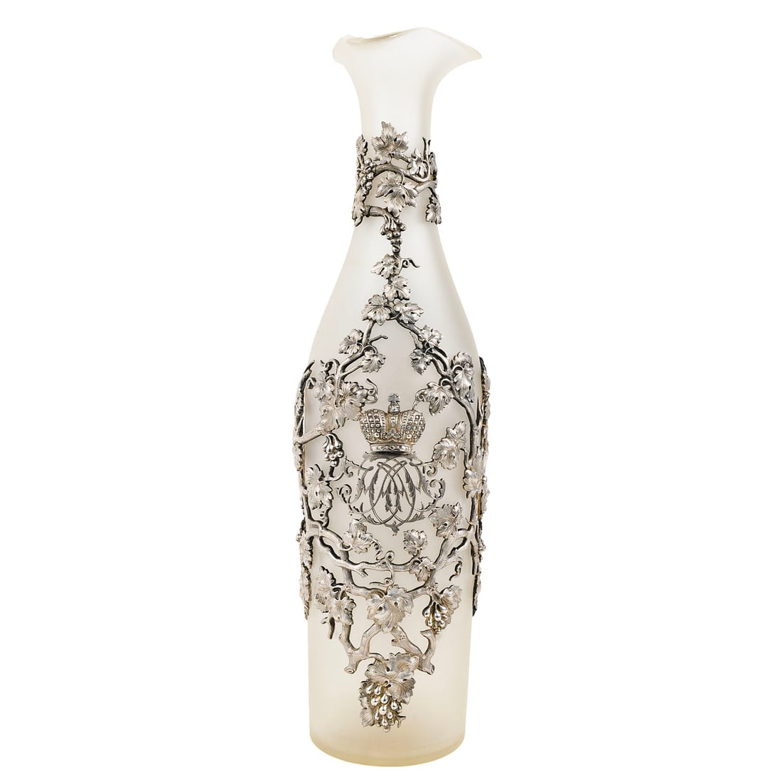 Russian Silver-Mounted Frosted Glass Wine Vessel, Possibly St. Petersburg, Late 19th Century (1 of 5)