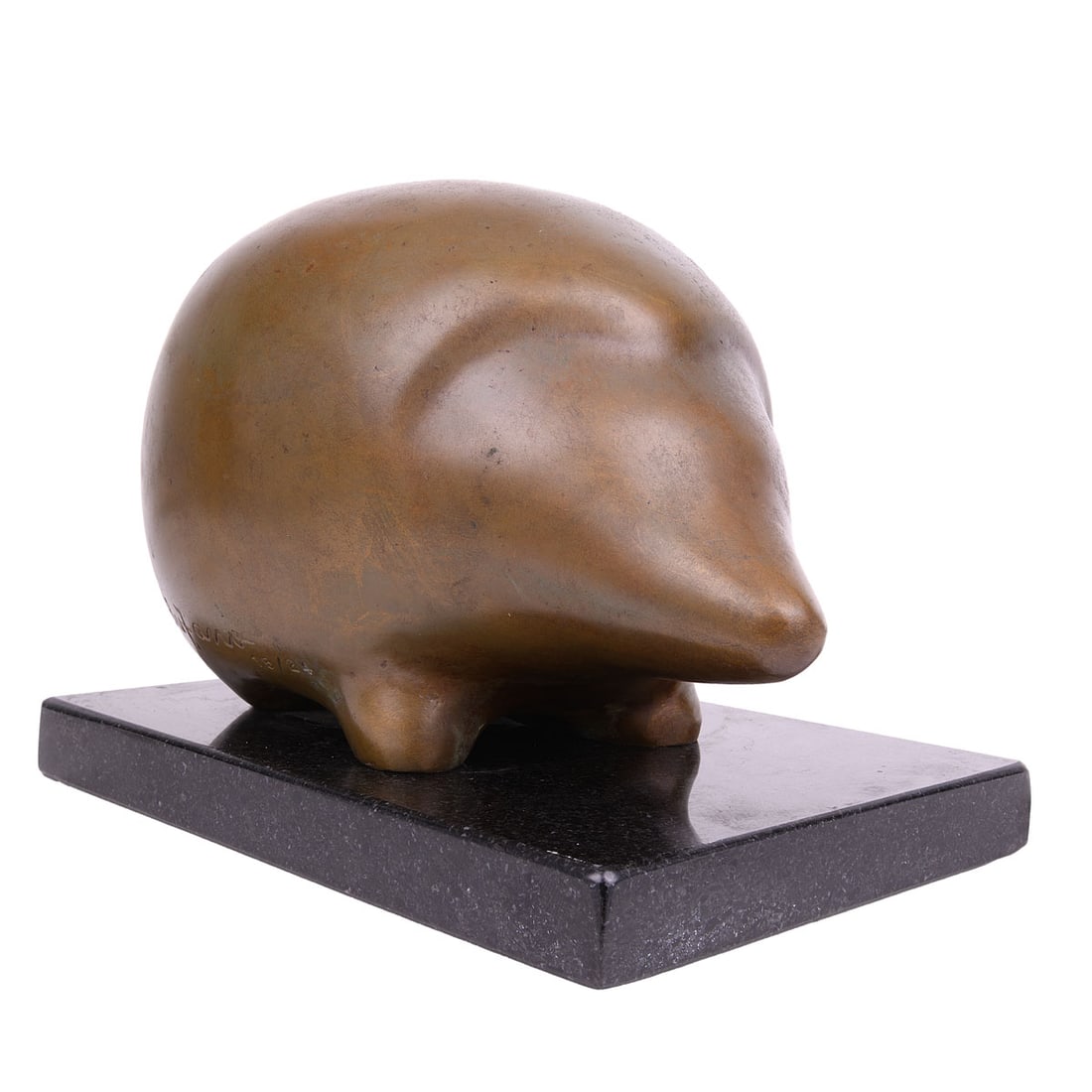 Beniamino Bufano (1898-1970) -- "Hedgehog", Edition 15/24: Bronze with a soft brown patina on a polished black granite base, signed Bufano and numbered 15/24 near the base. This compact and endearing stylized form--representing a hedgehog--embodies Bufano's s