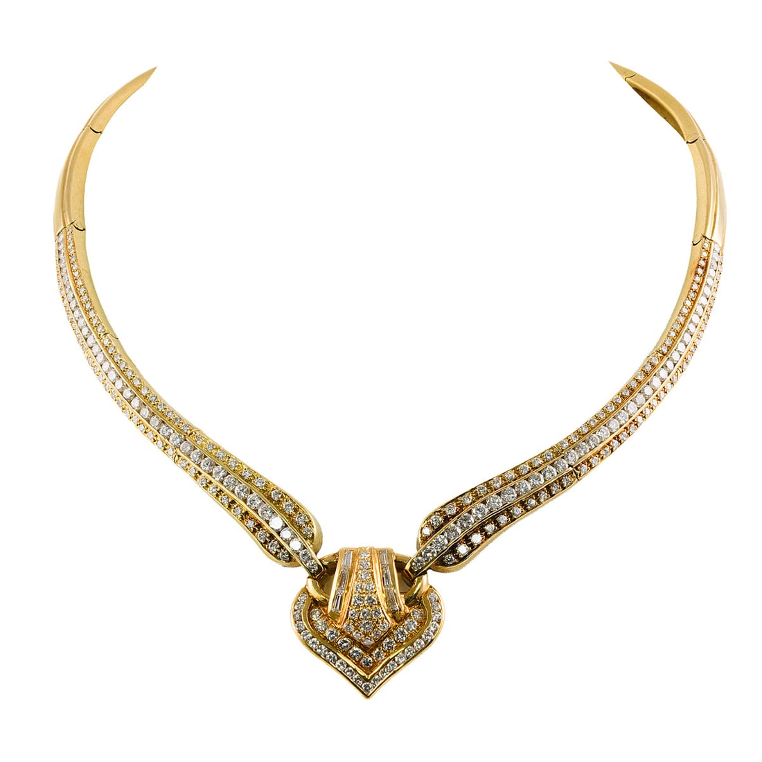 18K Yellow Gold Collar Necklace with Diamonds, 91.1 Grams (1 of 5)