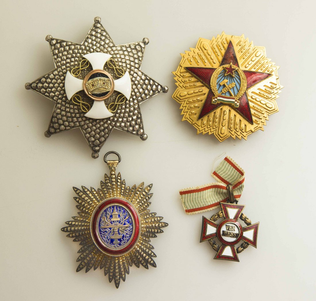 Various Orders, Including Italian, Cambodian, Austrian: Italy, Order of the Crown large breast badge, marked on reverse Cravanzola, Roma missing pin; Cambodia,Order of Cambodia neck badge missing ribbon, in silver gilt; Austria Military Merit Cross breast 