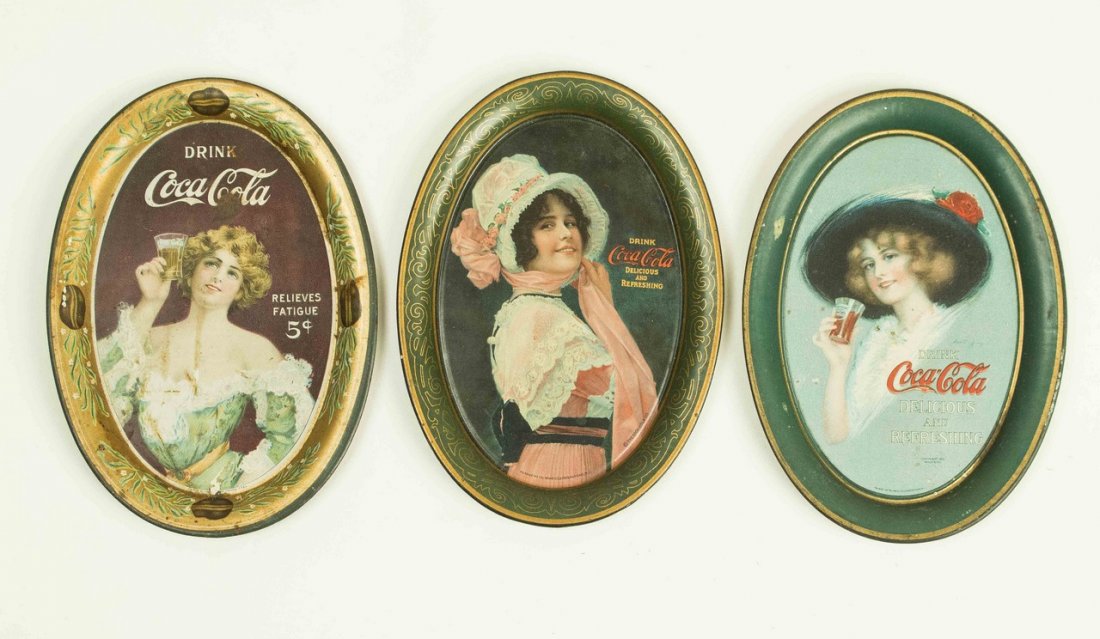 Coca-Cola Tip Trays: 1907, 1913 & 1914 "Betty": Coca-Cola Tip Trays: 1907, 1913 & 1914 "Betty". All trays correctly marked as being from the early 1900s. Processing and shipping within the continental U.S. $25.00 plus 1.5% replacement cost insuranc