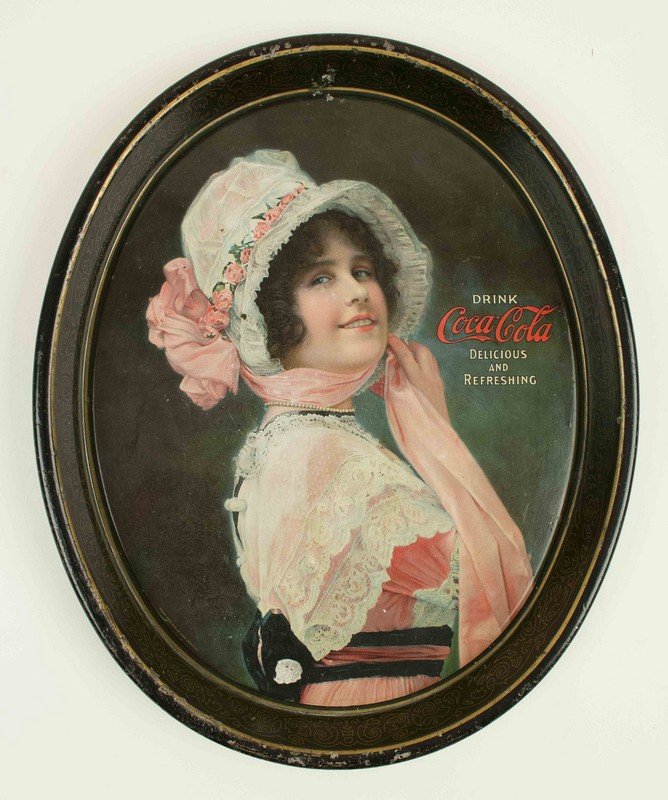 Coca-Cola "Betty" Oval Tray: 1914: Coca-Cola "Betty" Oval Tray: 1914. This is a particularly large and impressive tray. Processing and shipping within the continental U.S. $32.00 plus 1.5% replacement cost insurance. We combine shippin