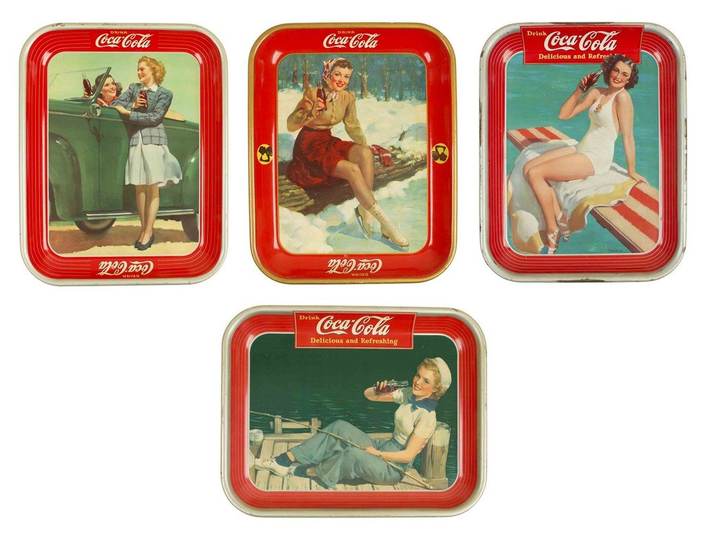 Coca-Cola Trays: 1939, 1940, 1941 & 1942: Coca-Cola Trays: 1939, 1940, 1941 & 1942. All four trays were made by the "American Art Works, Inc., Coshocton, Ohio". Processing and shipping within the continental U.S. $32.00 plus 1.5% replacement