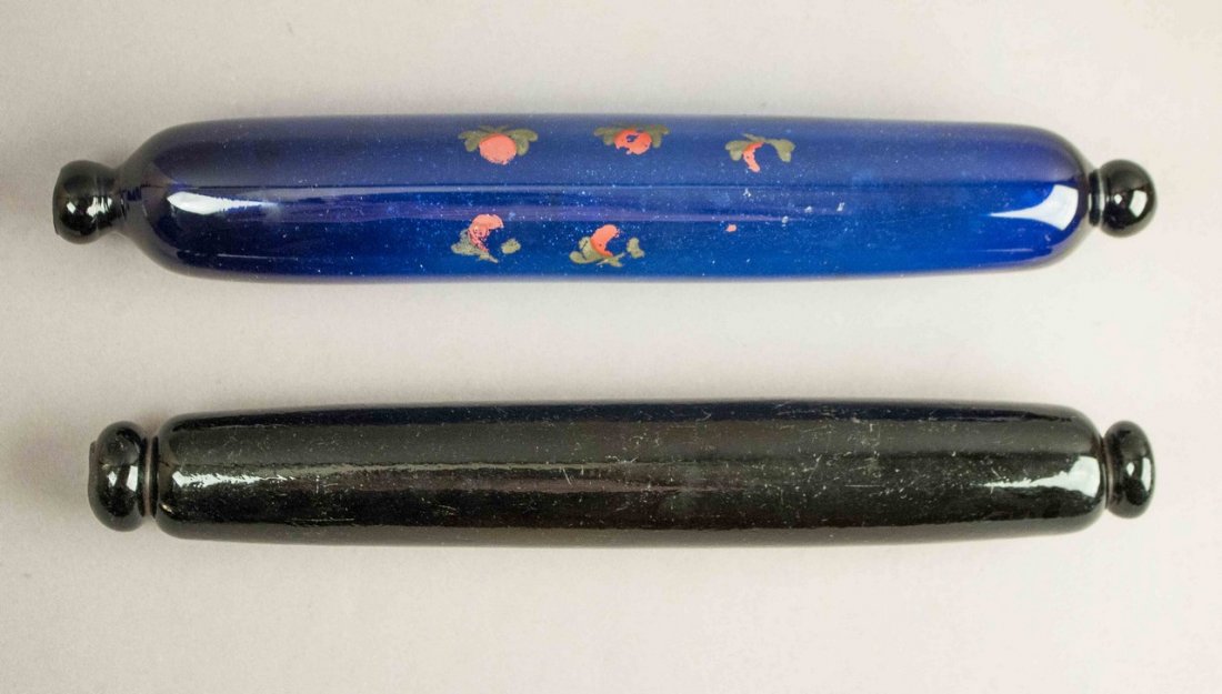 2 Glass Rolling Pins: 2 Glass Rolling Pins. Processing and shipping within the continental U.S. $32.00 plus 1.5% replacement cost insurance. We combine shipping to reduce cost. Please note we do not accept credit cards. L