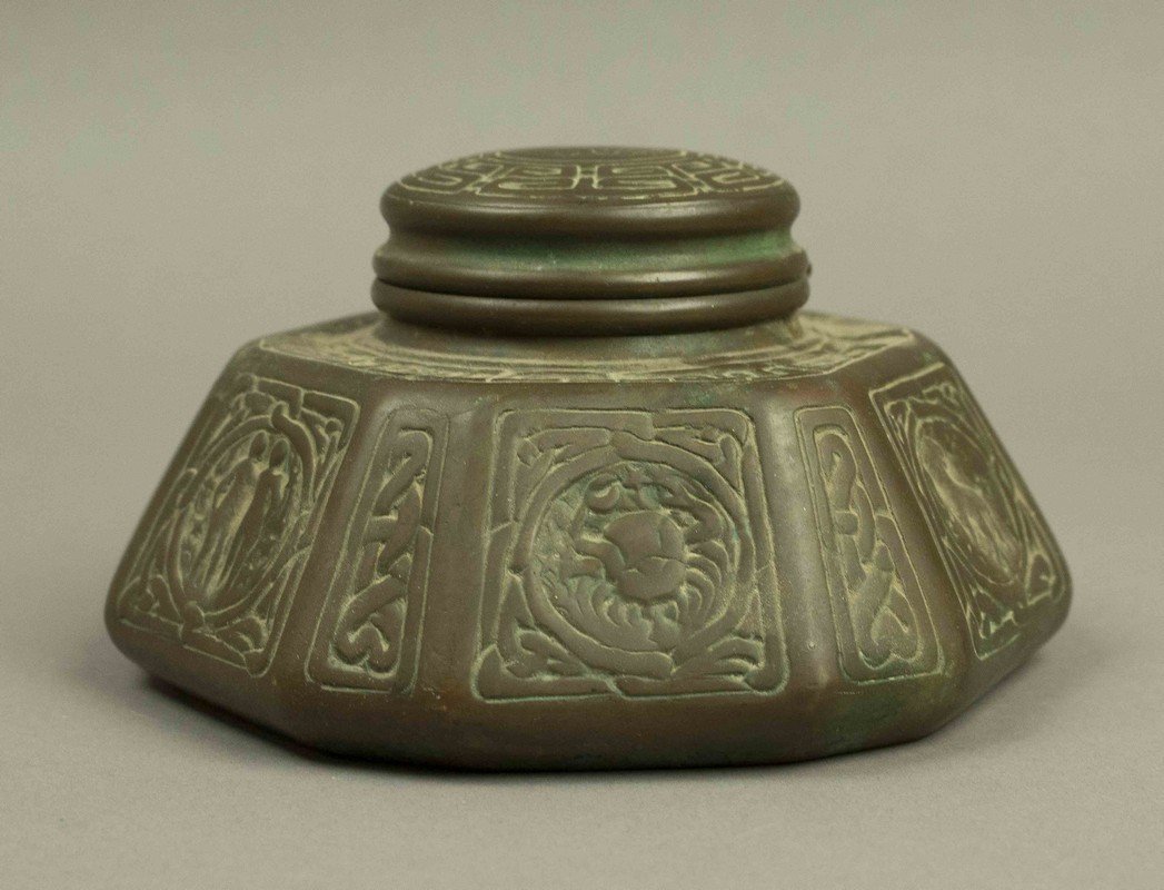 Tiffany Studios, New York, Zodiac Inkwell:  Tiffany Studios, New York, Zodiac Inkwell. Marked "1072" on the back. Processing and shipping within the continental U.S. $25.00 plus 1.5% replacement cost insurance. We combine shipping to red