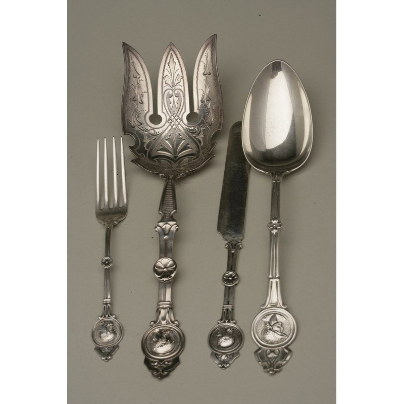 Six Pieces Silver Flatware and Serving Pieces, (1 of 3)