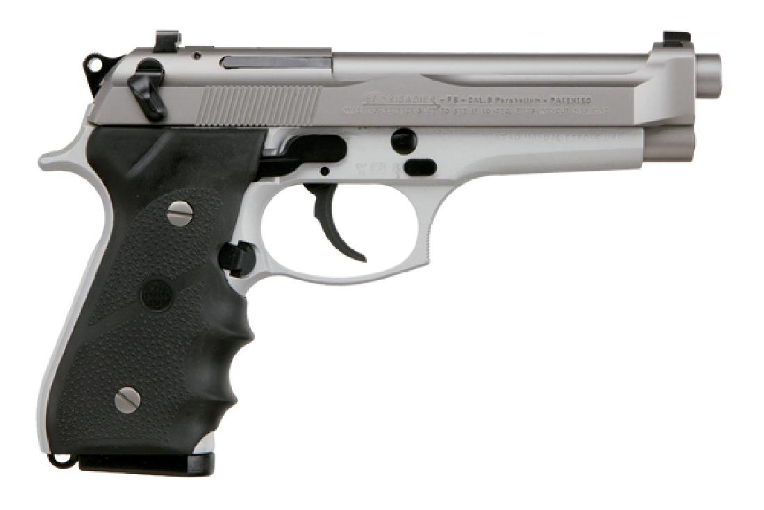 Beretta Pistol: Semi-Auto 92 Series 9MM Caliber Double: Manufacturer: Beretta Gun Type: Pistol: Semi-Auto Model Series: 92 Caliber: 9MM Action: Double Action Magazine capacity: 15+1 Finish: Stainless Steel (Inox) Stock: Rubber Grips with Finger Grooves Sig