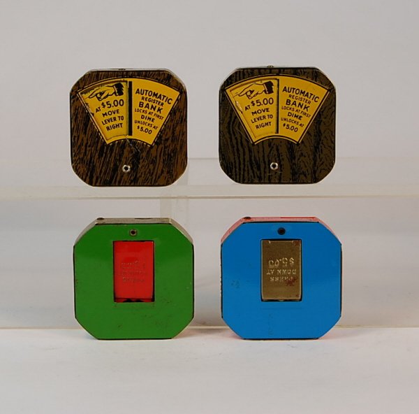 Lot of 4 "Popeye" Tin dime register banks - 2