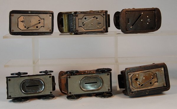 6 White Metal banks: Stagecoach (2), Covered Wagon - 2