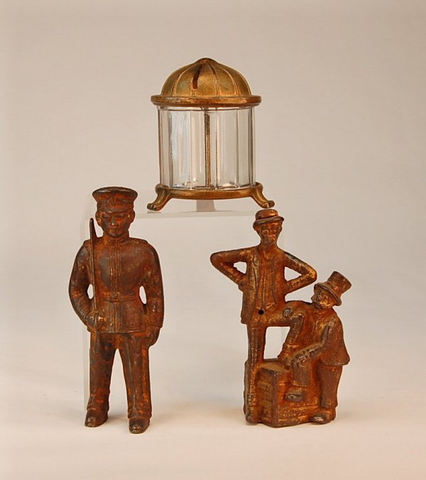 "Crystal Bank", Cadet, & Mutt and Jeff banks: Cast Iron/Glass Fair to Very Good