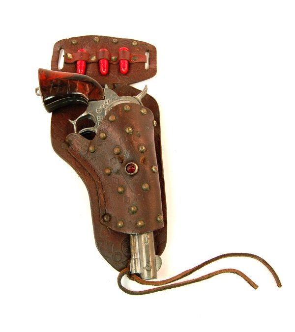 "Red Ranger" cap pistol in Holster: Wynadotte 9 1/2 in. long
