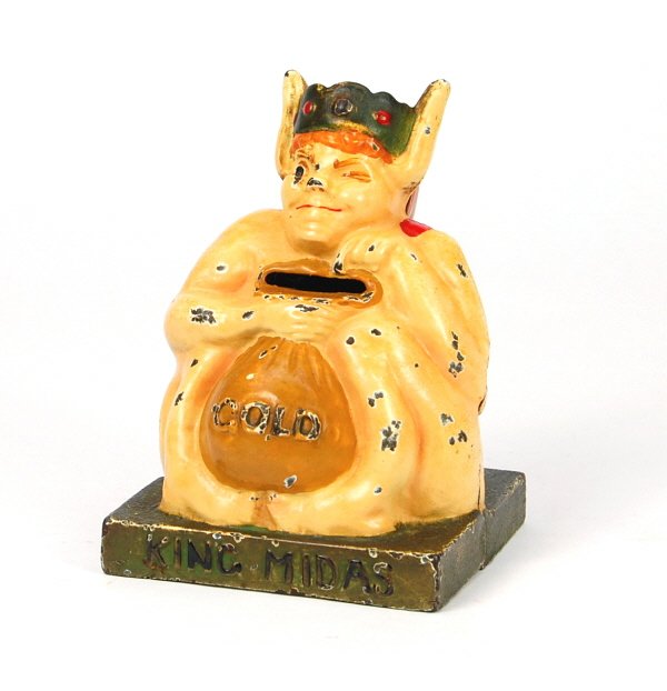 "King Midas" bank: Cast Iron. 4 3/4 in.