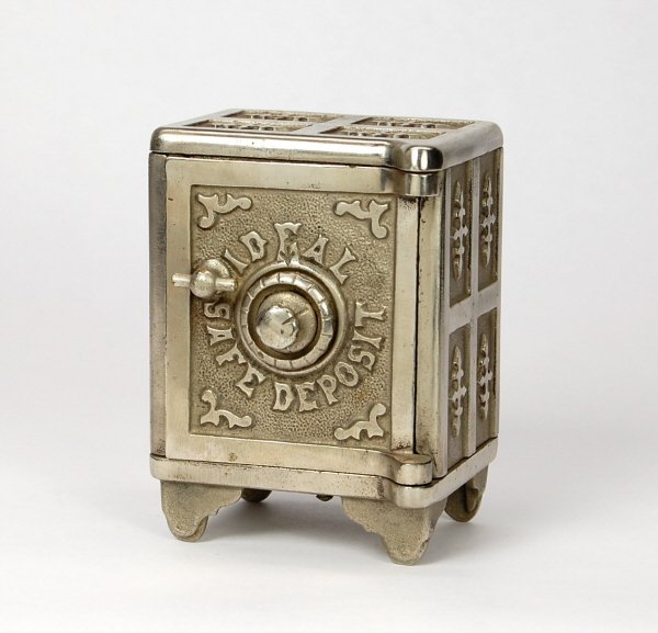 "Ideal Safe Deposit" safe bank: Cast Iron. 4 1/4 in.