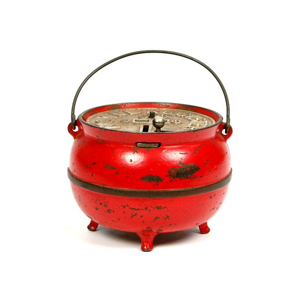 Bean Pot registering bank.: Cast Iron.