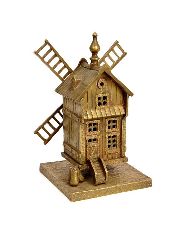 Brass Windmill bank.: 7 7/8 in.