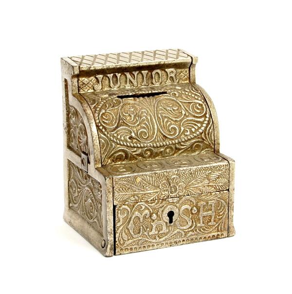 Small "Junior Cash" Register bank.: Cast Iron. 4 1/4 in.