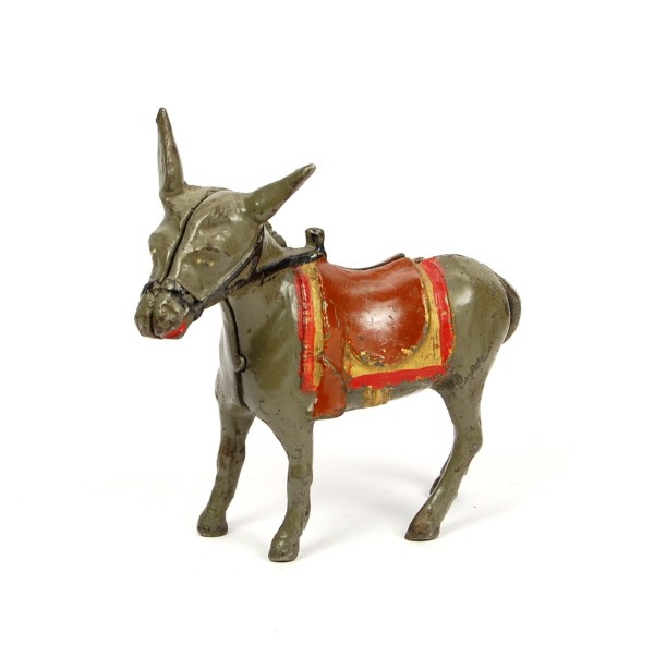 Small Donkey with Saddle bank.: Cast Iron. 4 3/4 in.