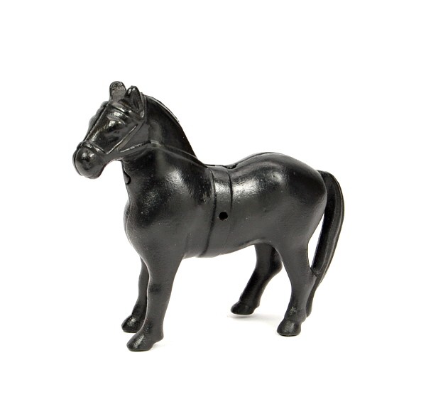 Horse with Belly Band bank.: Cast Iron. 4 1/4 in.