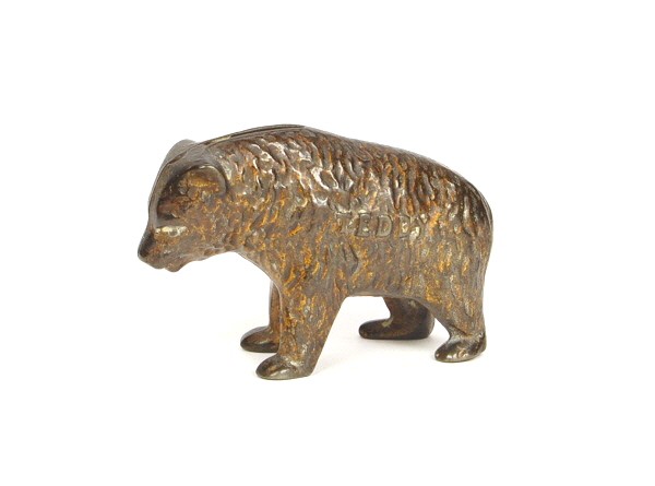 "Teddy" Bear bank.: Cast Iron. 2 1/2 in.