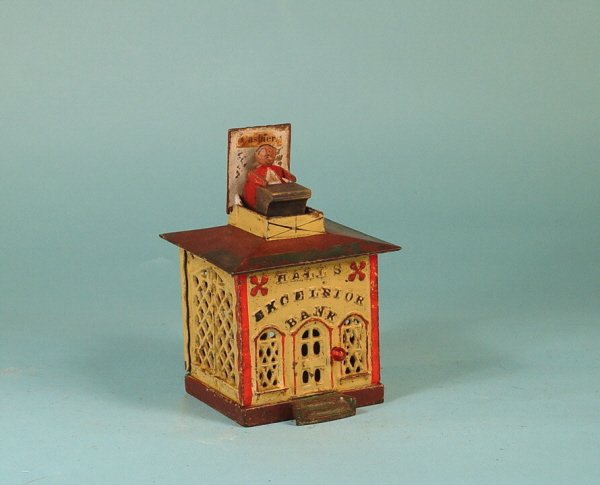 "Hall's Excelsior" cast iron mechanical bank