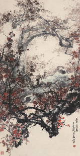 WANG LAN RUO FLOWER: 王兰若 梅花设色纸本片款识:戊午新春王兰若写钤印:王