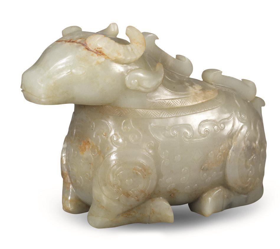 QING DYNASTY WHITE JADE BULL (1 of 3)