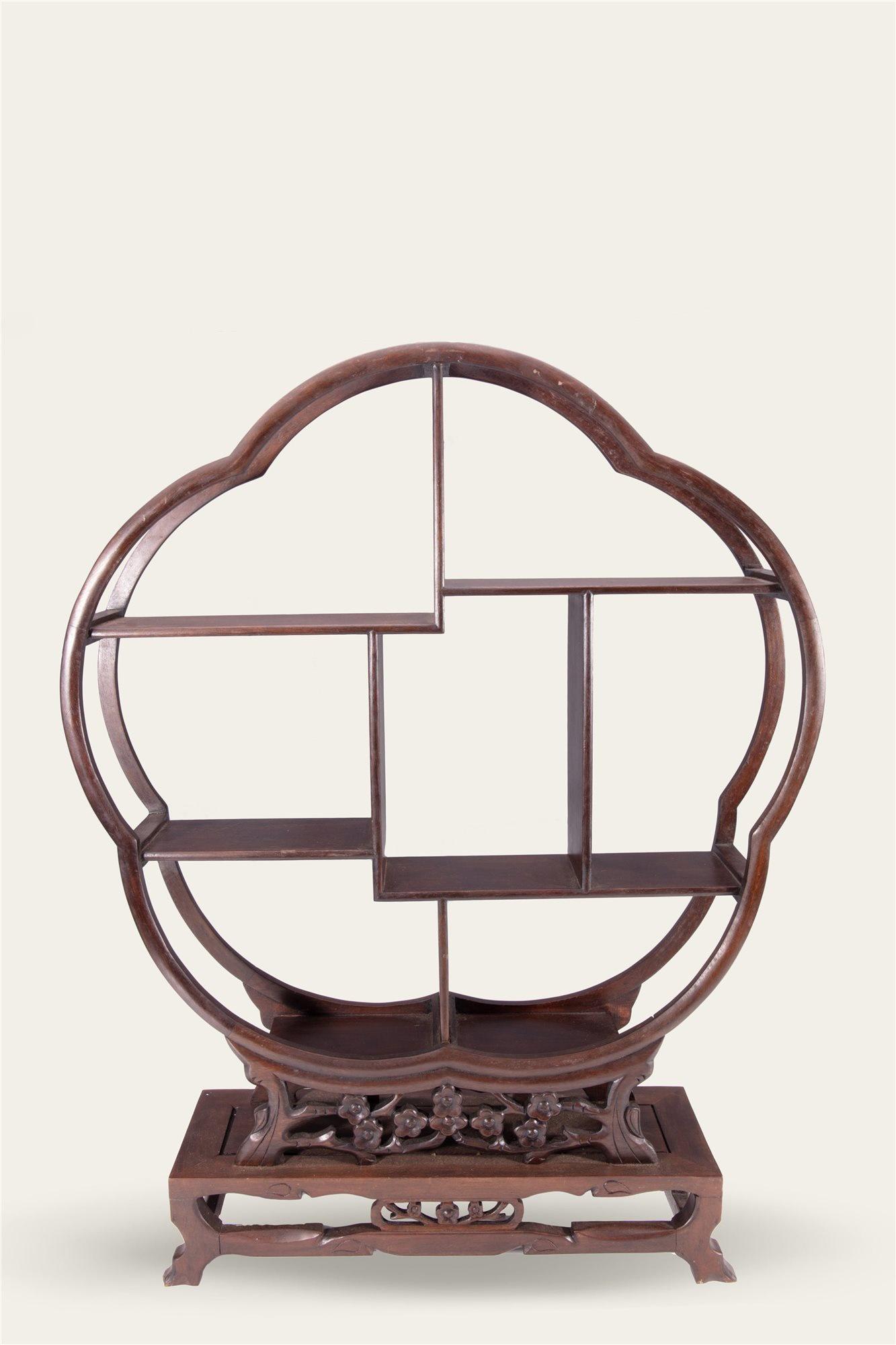 ROSE WOOD STAND: H:74.5cm 红木花形博古架
