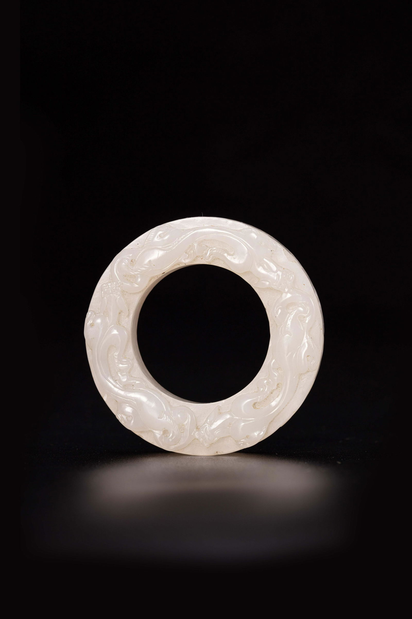 QING DYNASTY HETIAN JADE DRAGON & PHOENIX HUAN (1 of 9)