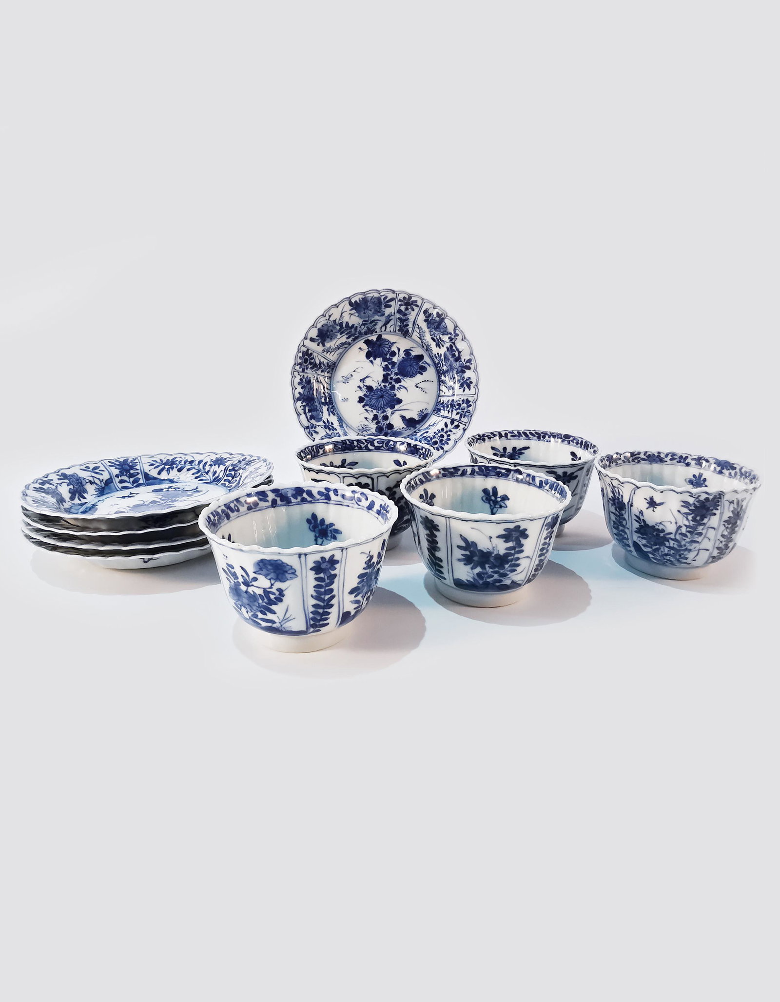 A Set of Chinese Blue and White Flower Cup and Dish (1 of 4)
