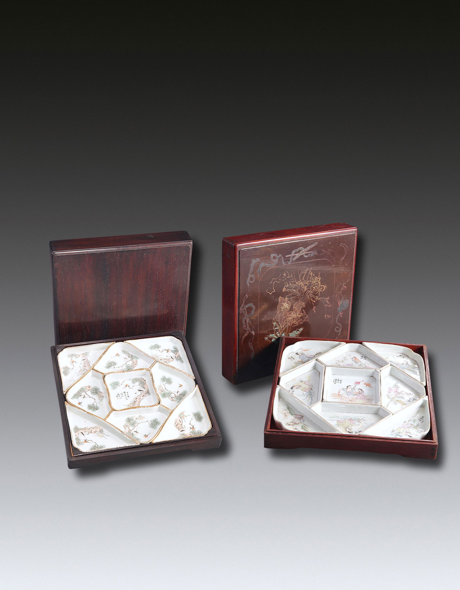 Two Set of Famille Rose Bird plates (1 of 12)