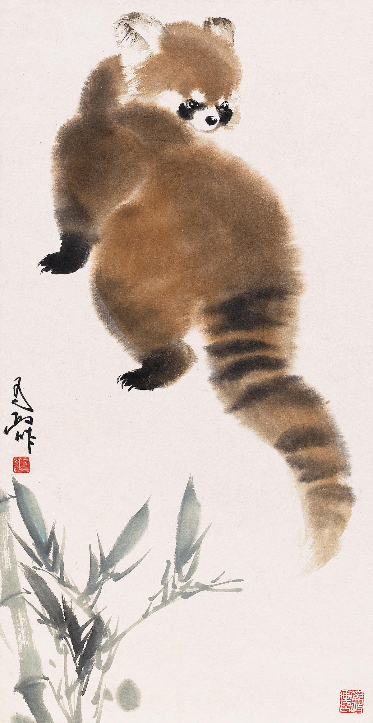 Wang Weizheng Bear: 71269 王为政竹熊 Wang Weizheng Bear USD：300-500 65x34cm 款识：为政作 来源：新加坡收&#