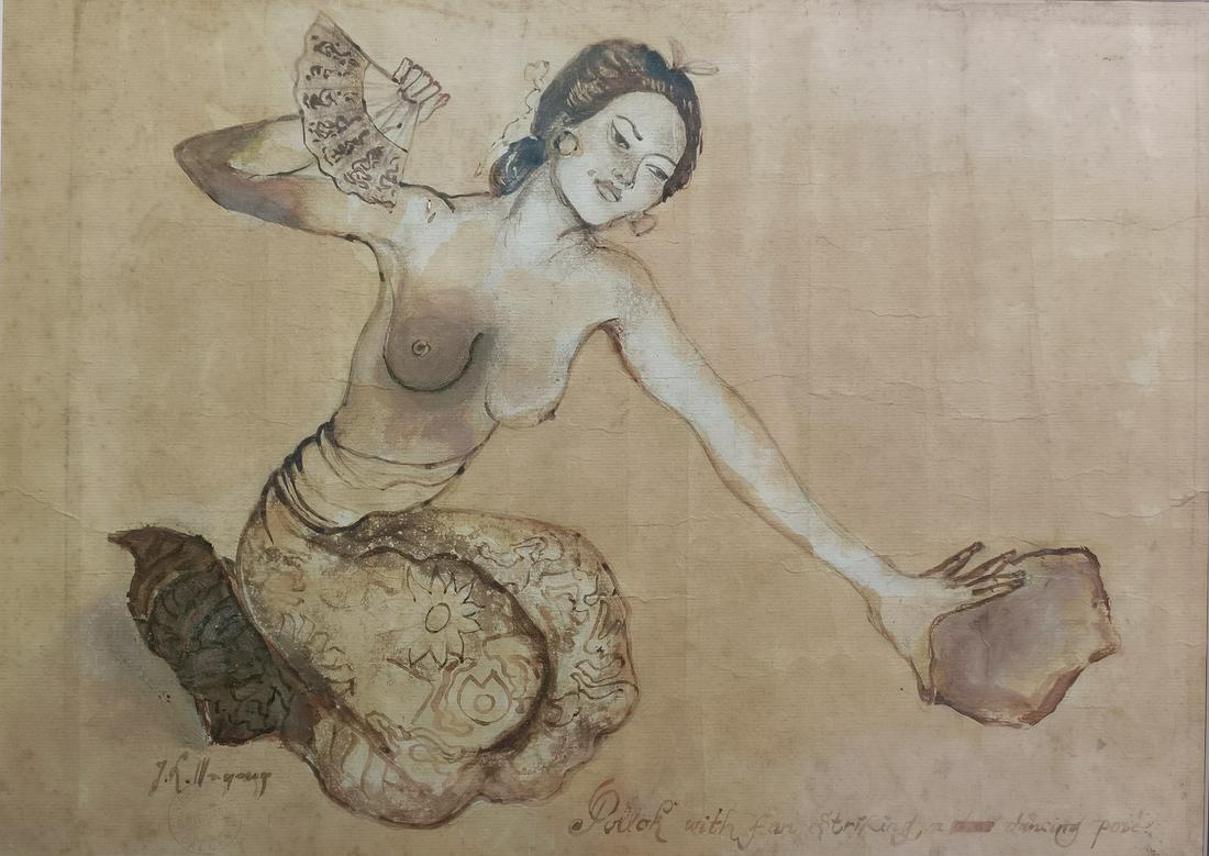 Le Mayeur Dancing lady oil on paper (1 of 7)