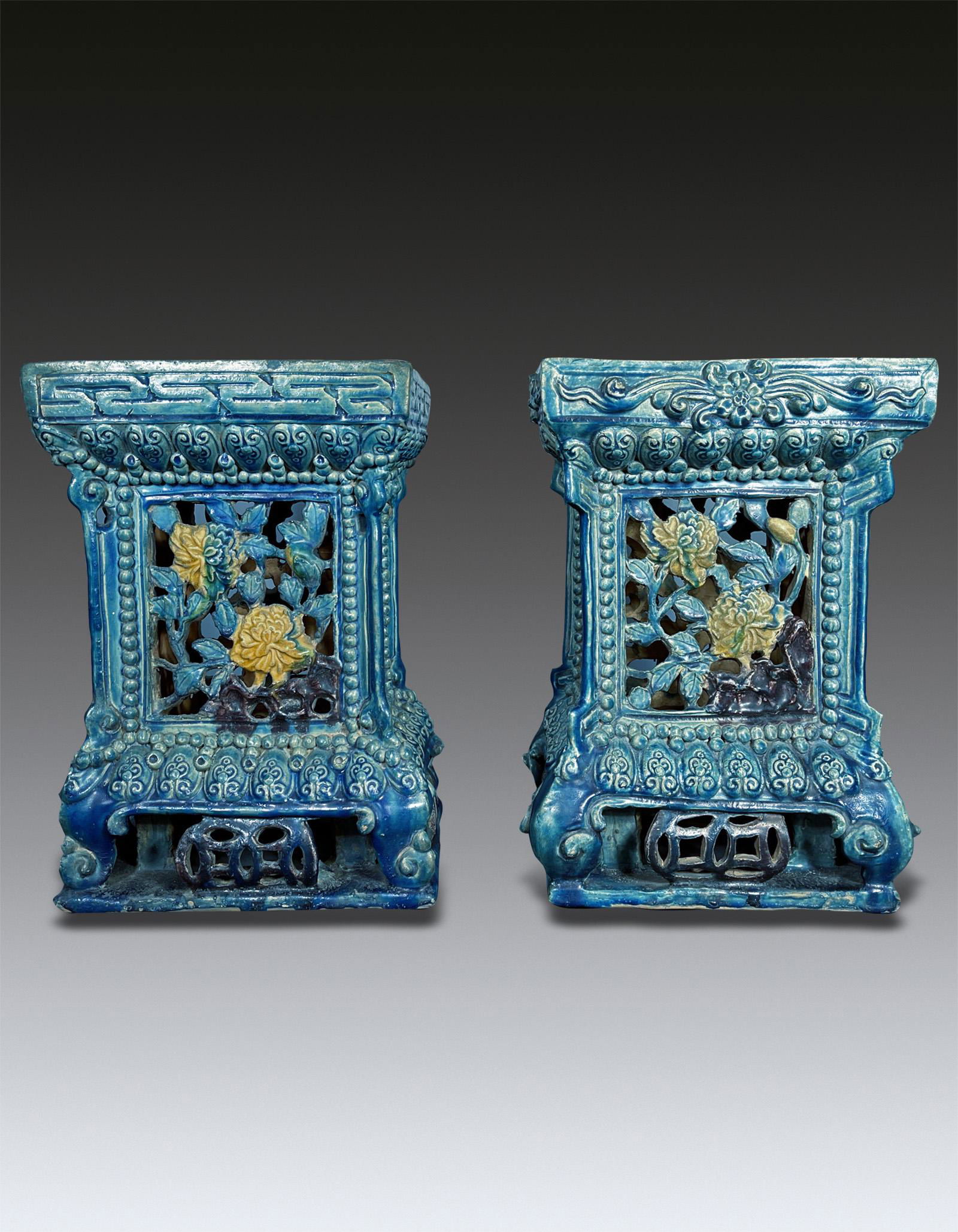 Pair of Fahua Buddha Stand Ming Yongle Mark and Period 1402-1424 (1 of 8)