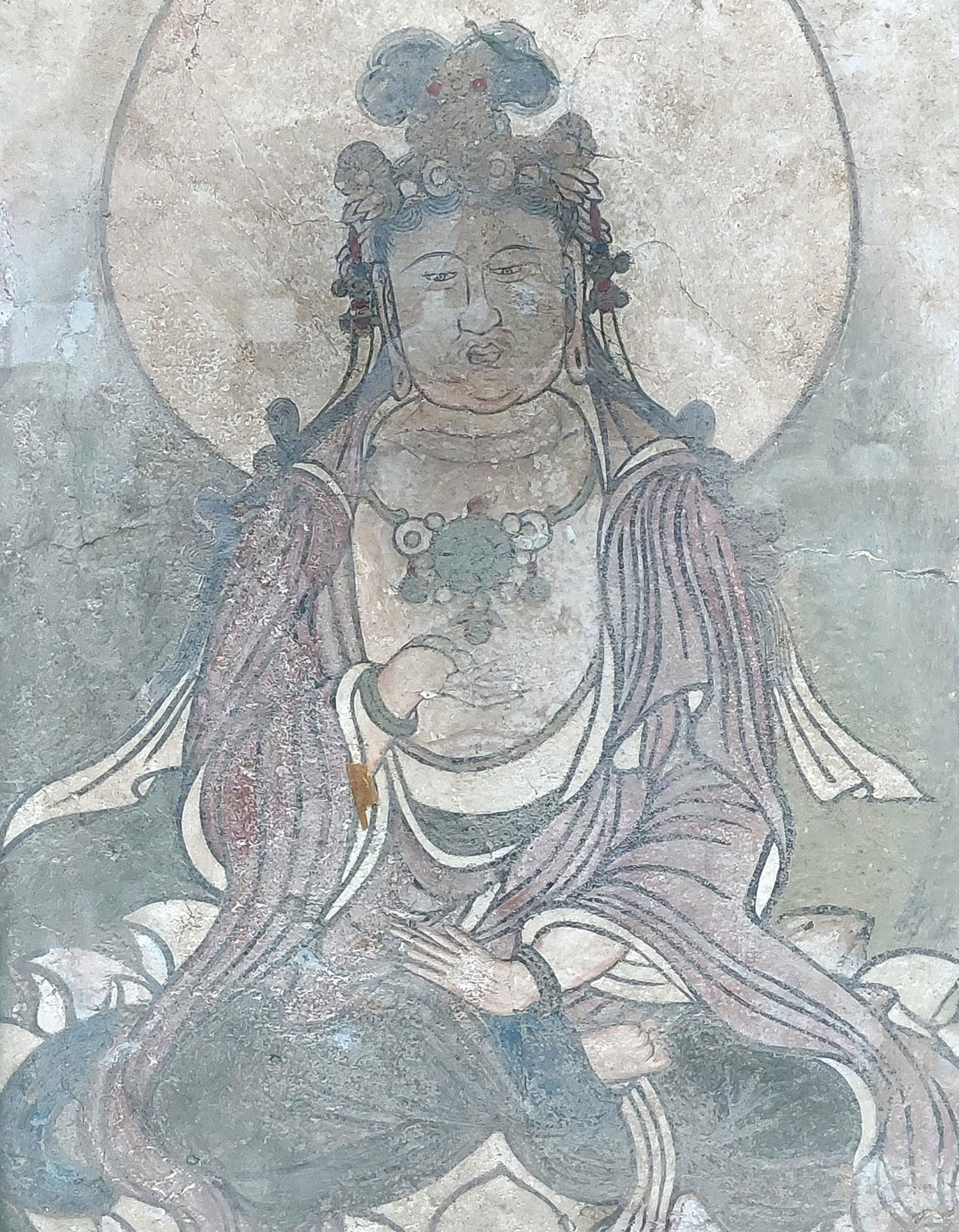 A Polychrome Stucco Fresco Fragment Early Ming Dynasty (1 of 5)