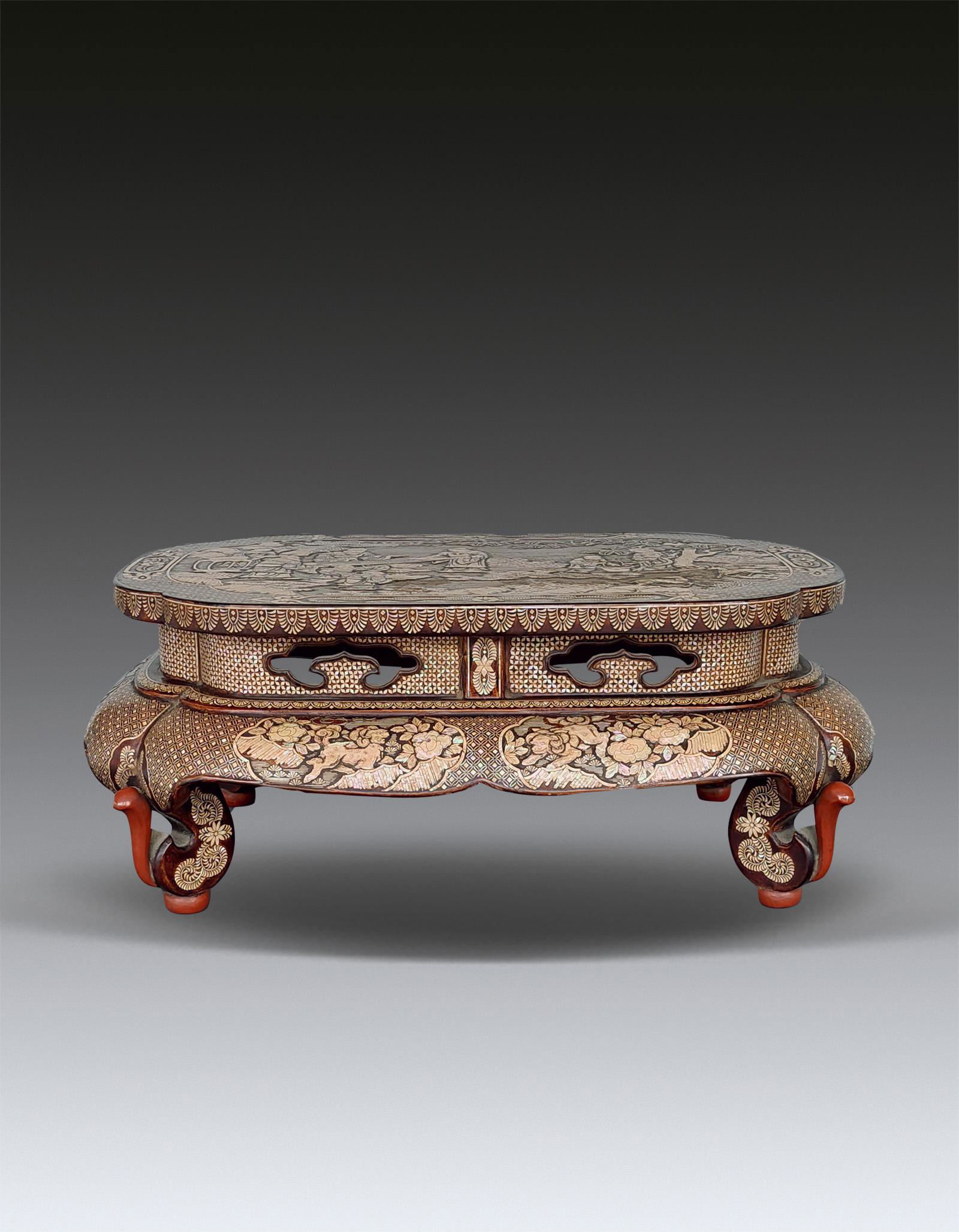 A Chinese Lacquerware Shell inlaid Table 19 Century (1 of 9)