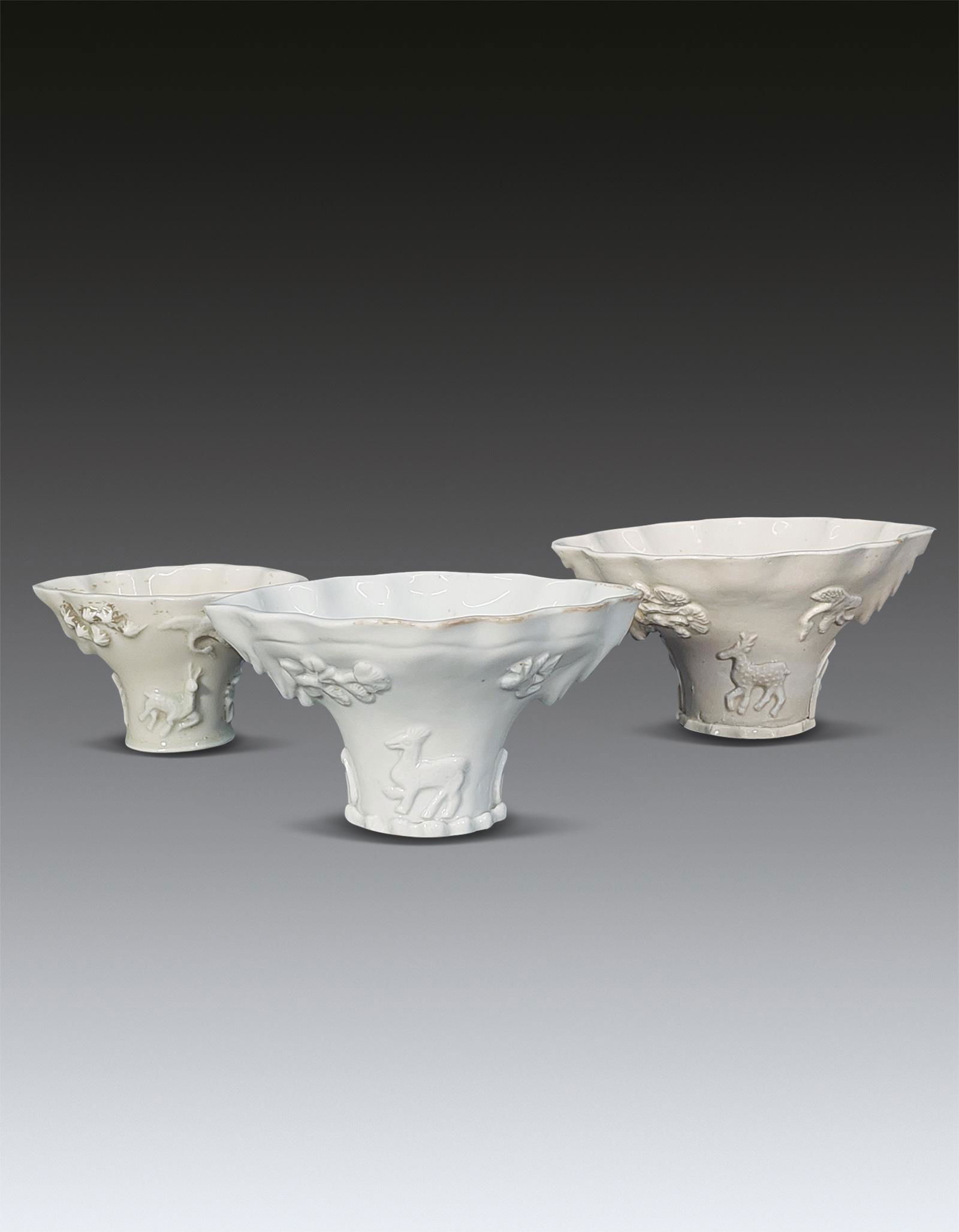 Three White Glazed Dehua Cup Qing Dynasty 1644-1912 (1 of 9)