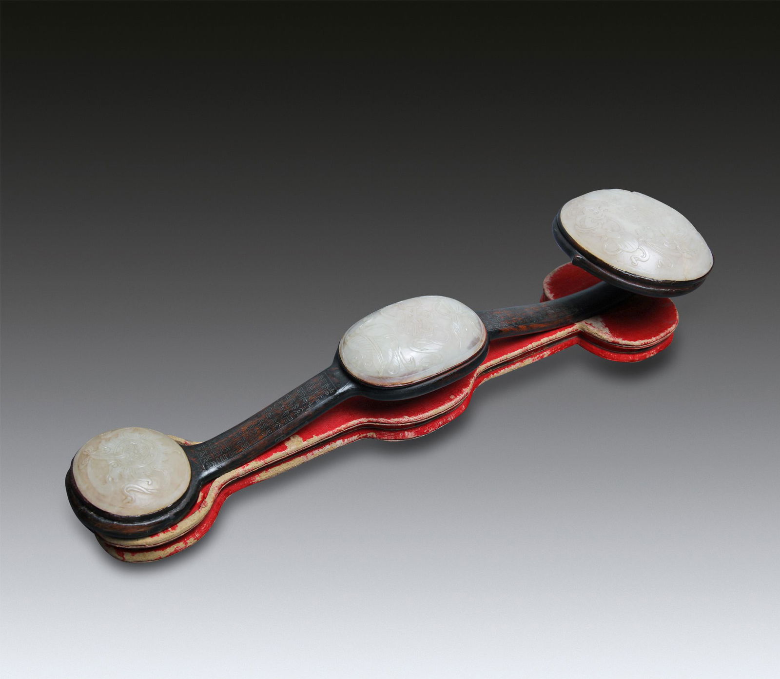 An Imperial Chinese Hetian White Jade Eight Treasure Zitan Ruyi Qianlong Period 1735-1796 (1 of 7)