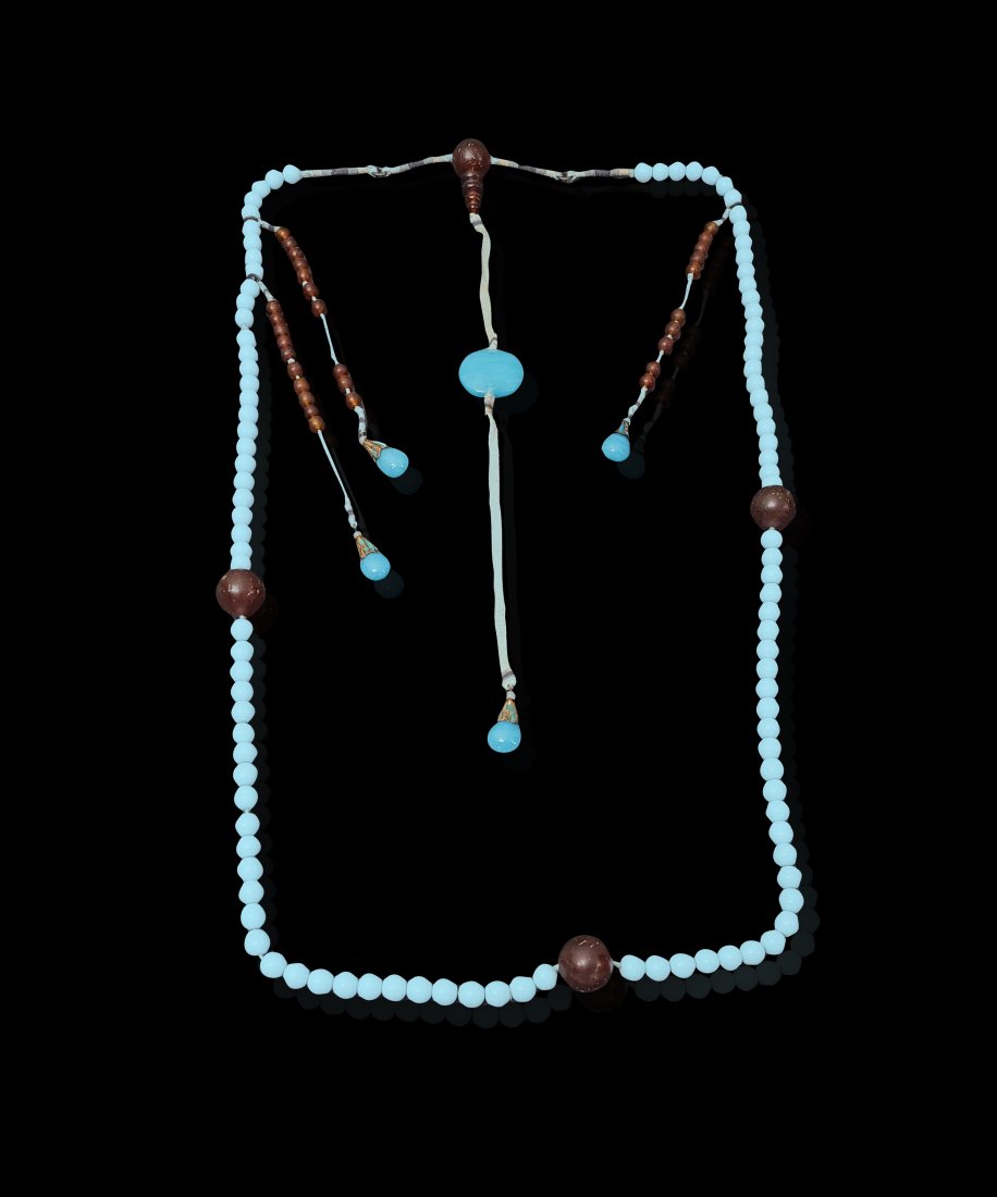 A Very Rare Imperial Blue Glass Court Necklaces Chaozhu 1644-1912 (1 of 9)